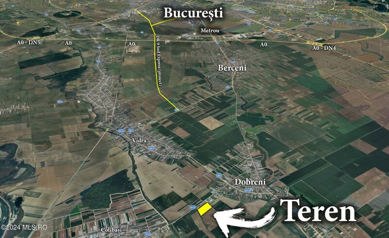 Dobreni, Vidra, Berceni la 14 km de Metrou, teren 8500 mp.